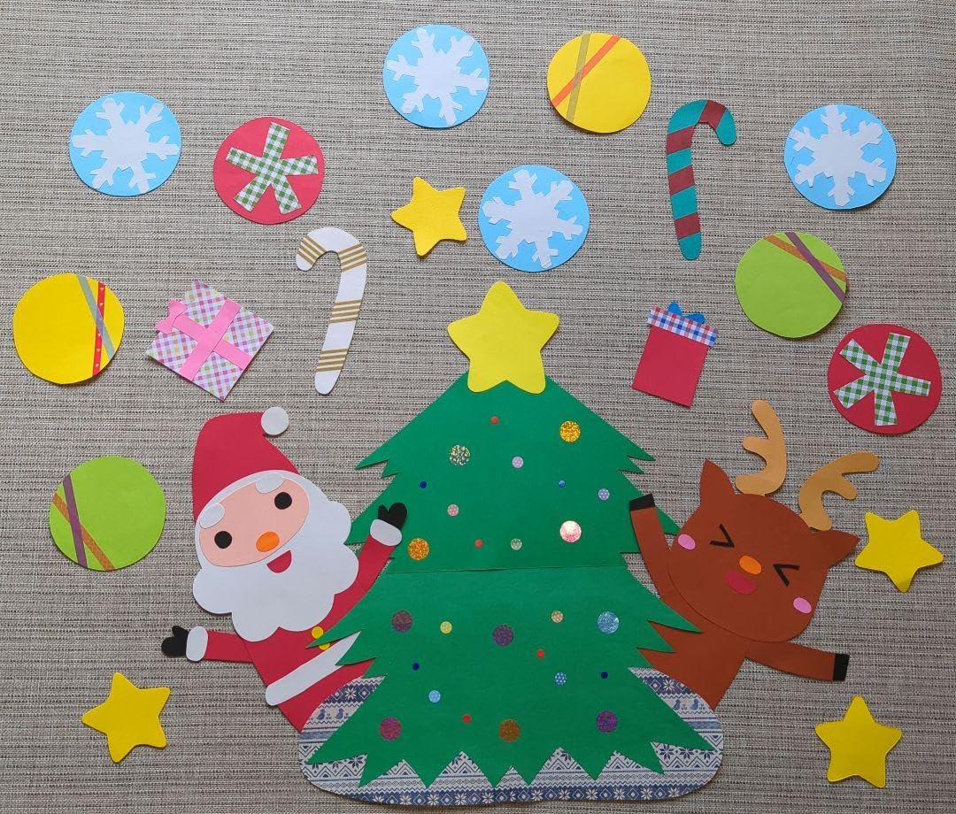 Amazon | 壁面飾り 12月壁面 クリスマス壁面 ツリー サンタ＆トナカイ